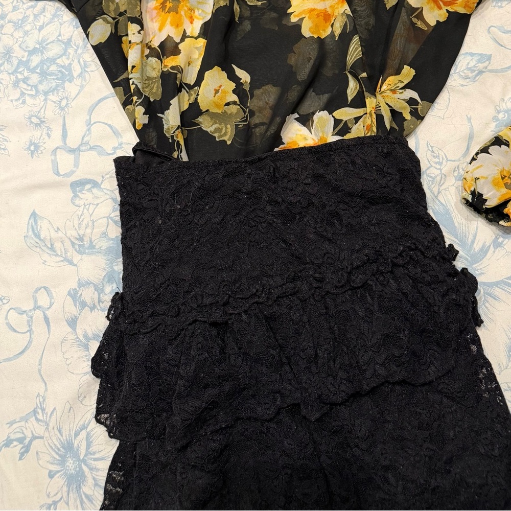 Black Floral Skirt
